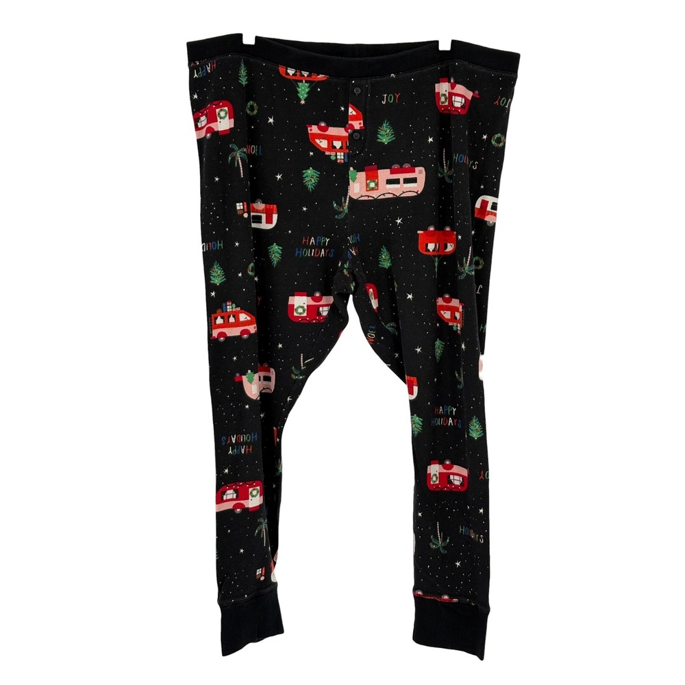 Old Navy Thermal Pajama Pants Black Holiday Camper Print Plus 3X